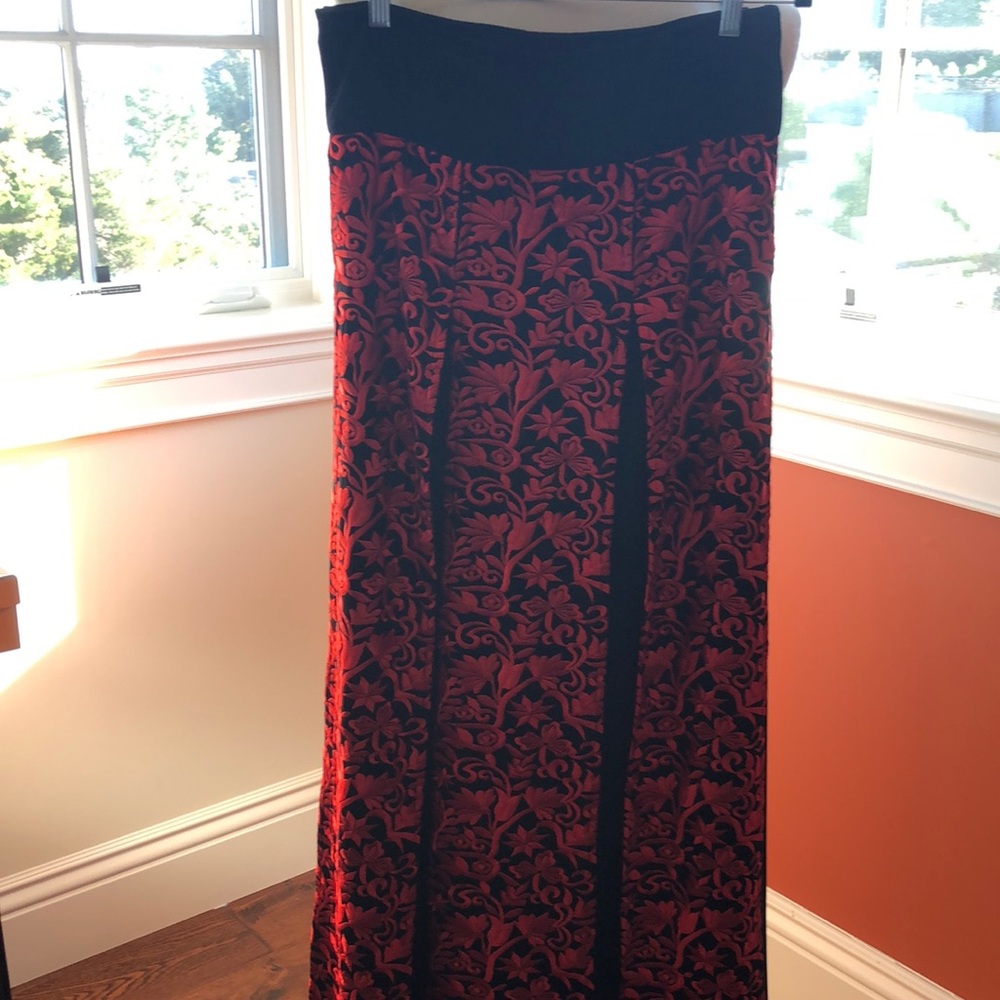 Red and black skirt full length